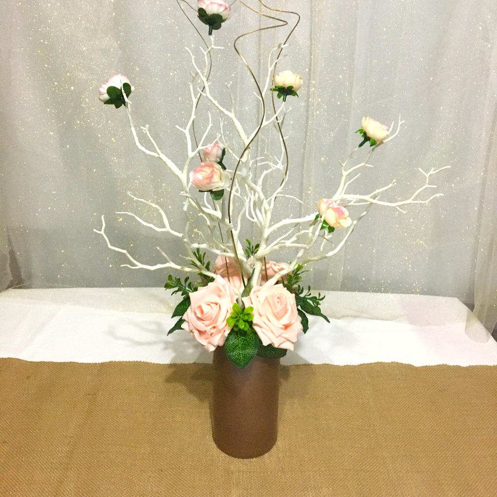 Centerpieces Pink and Gold w/Branches